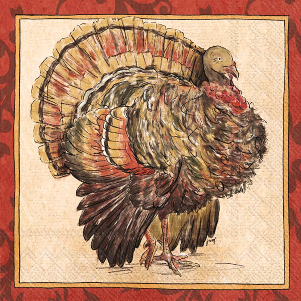 Paper Lunch Napkins 20 ct Painterly Turkey Fall Thanksgiving