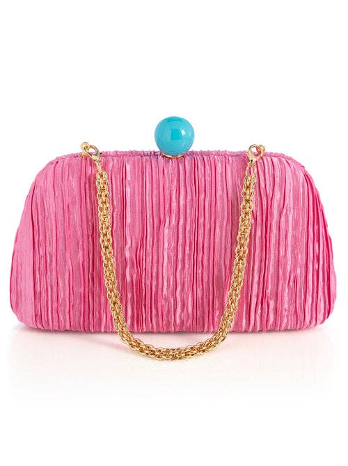 Lana Pink Faux Fir Clutch