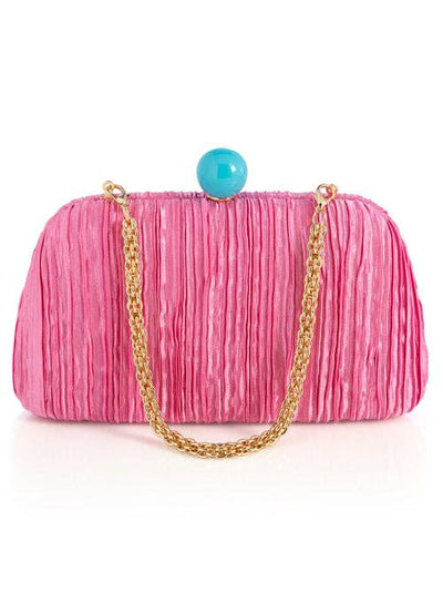 Lana Pink Faux Fir Clutch