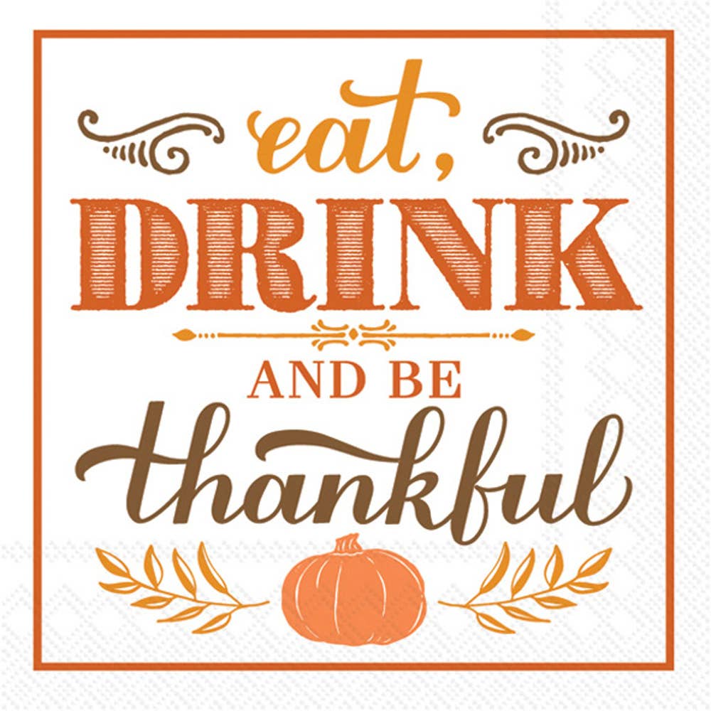 Paper Cocktail Napkins 20 ct Eat Drink Be Thankful Fall