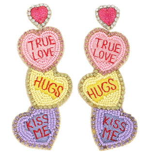 Conversation Hearts Valentine Beaded Earrings