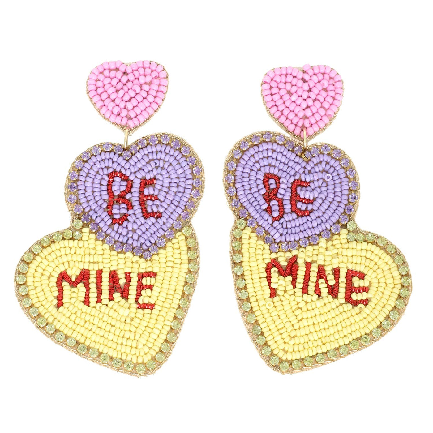 Be Mine Conversation Hearts Beaded Earrings
