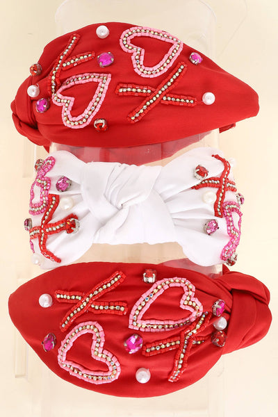 XOXO Valentine's Day Knotted Embellished  Headband
