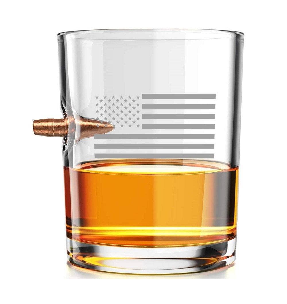 Real Bullet Whiskey Glass - American Flag