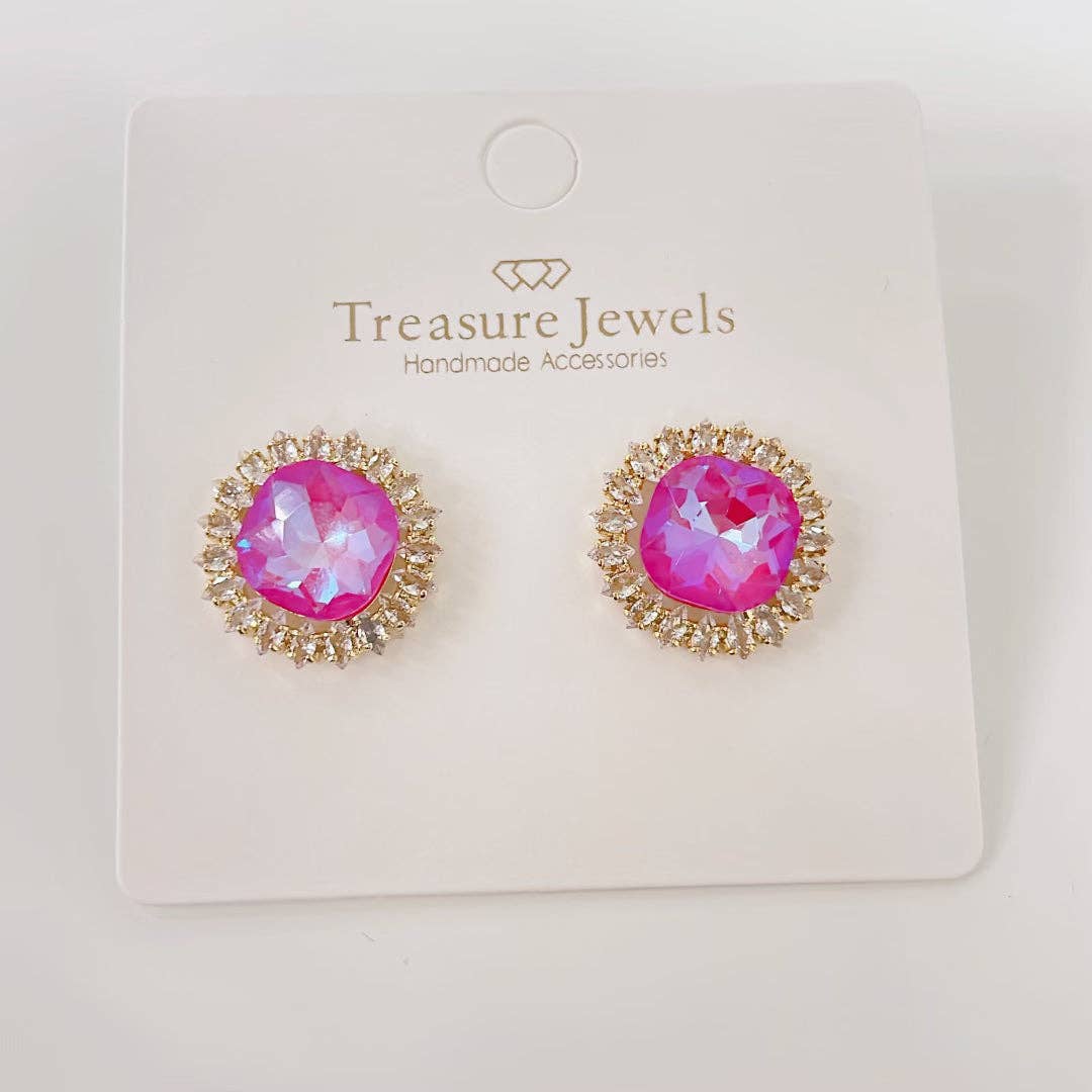 Fuchsia Radiance Stud Earrings