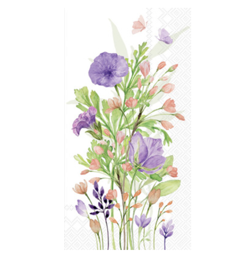 Paper Guest Towels Purple Florals