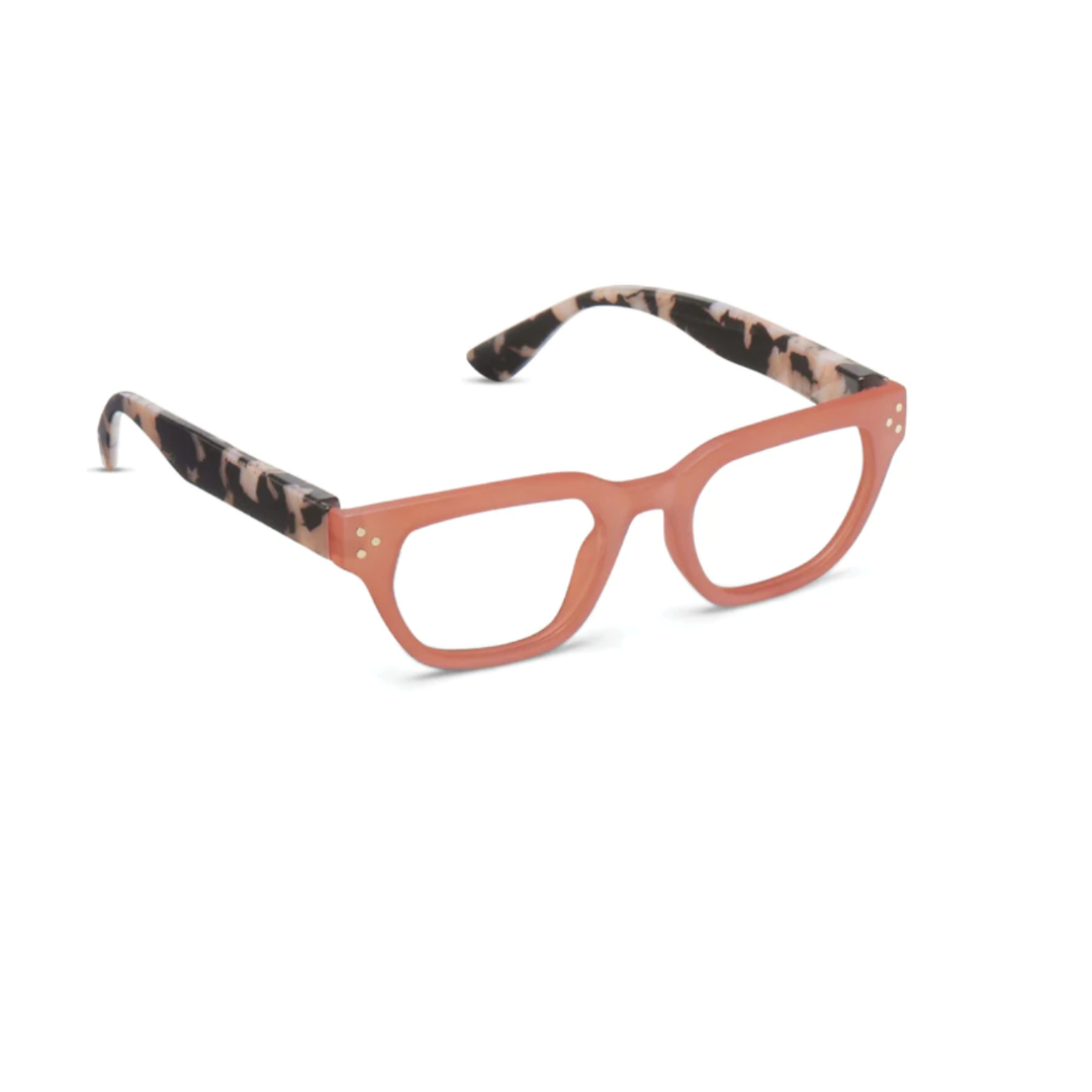 Flora Reading Glasses Coral/Black Marble