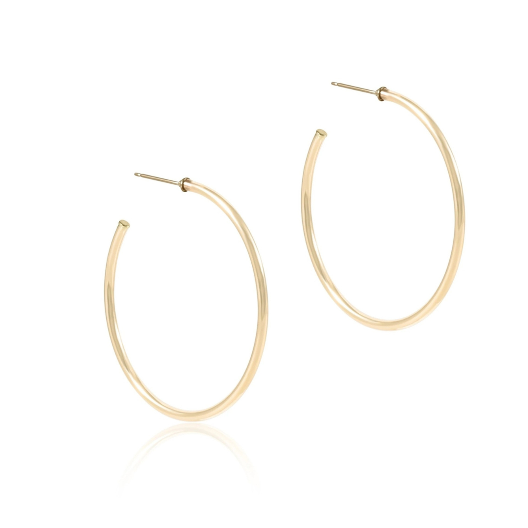 Round Gold 1.75" Post Hoop - 2MM - Smooth