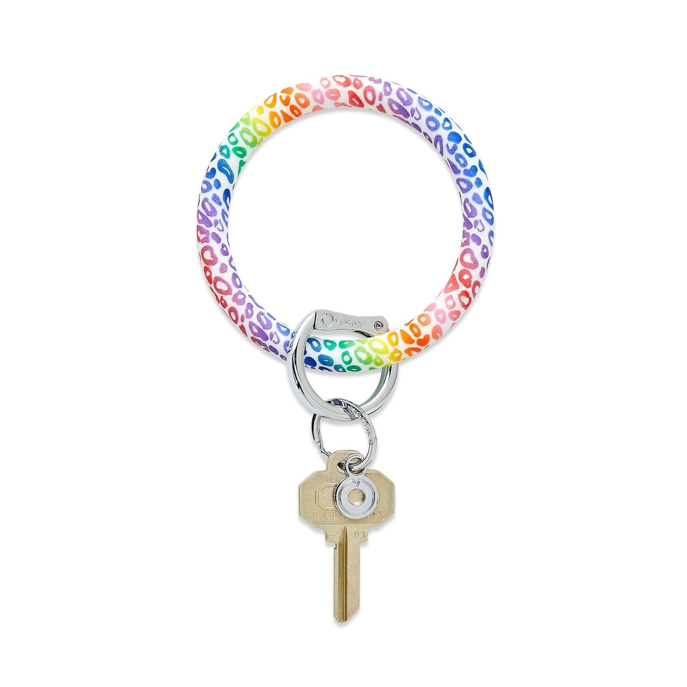 Silicone Big O® Key Ring - Rainbow Cheetah