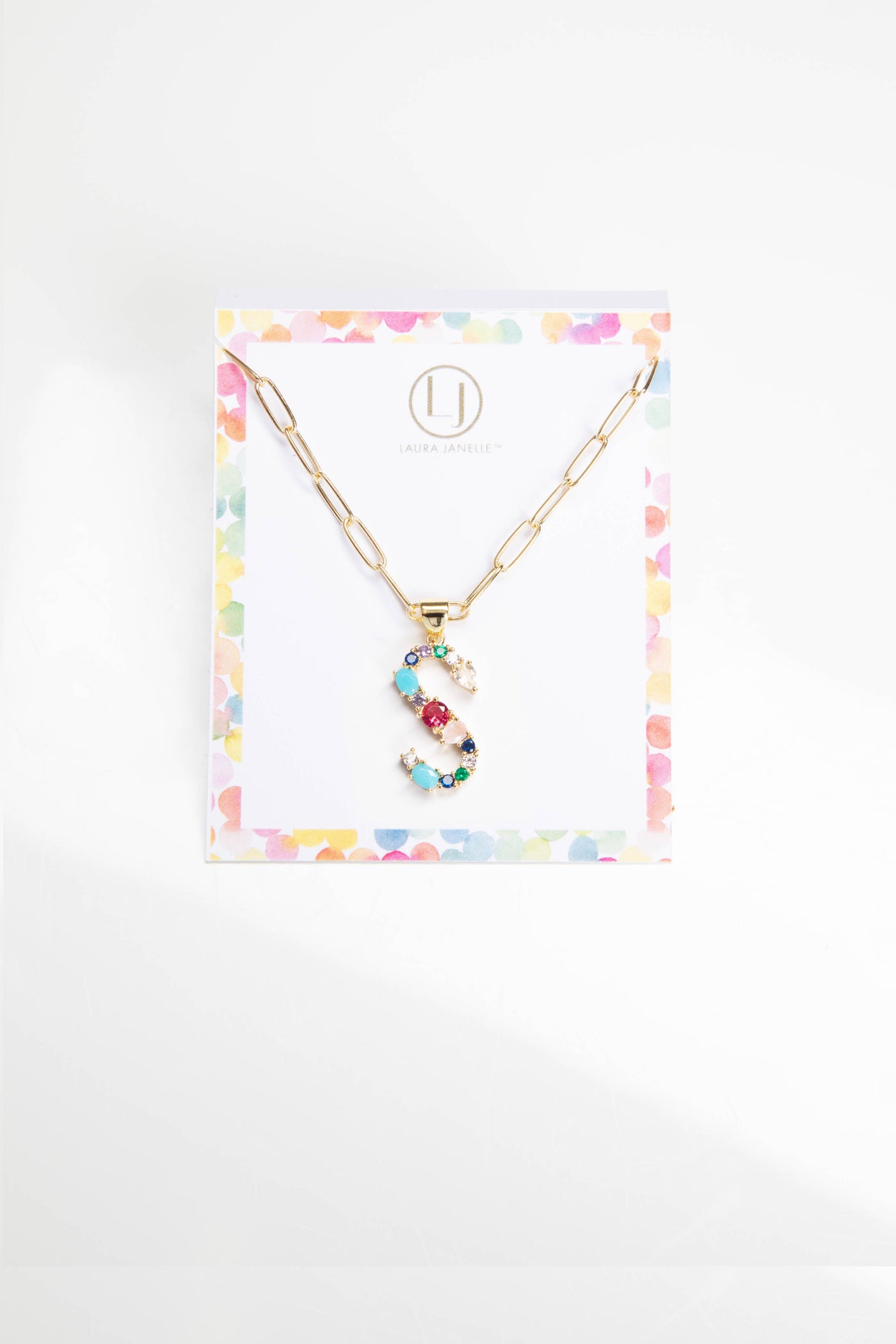 Colorful Crystals Initial Charm Necklace - S