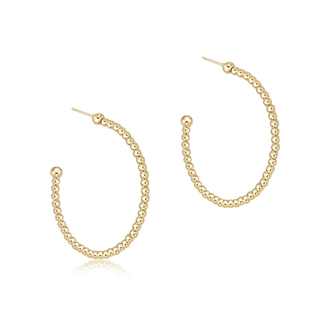 Beaded Classic 1.25" Post Hoop- 2mm Gold