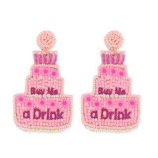 Buy Me A Drink Birthday Cake Beaded Earrings