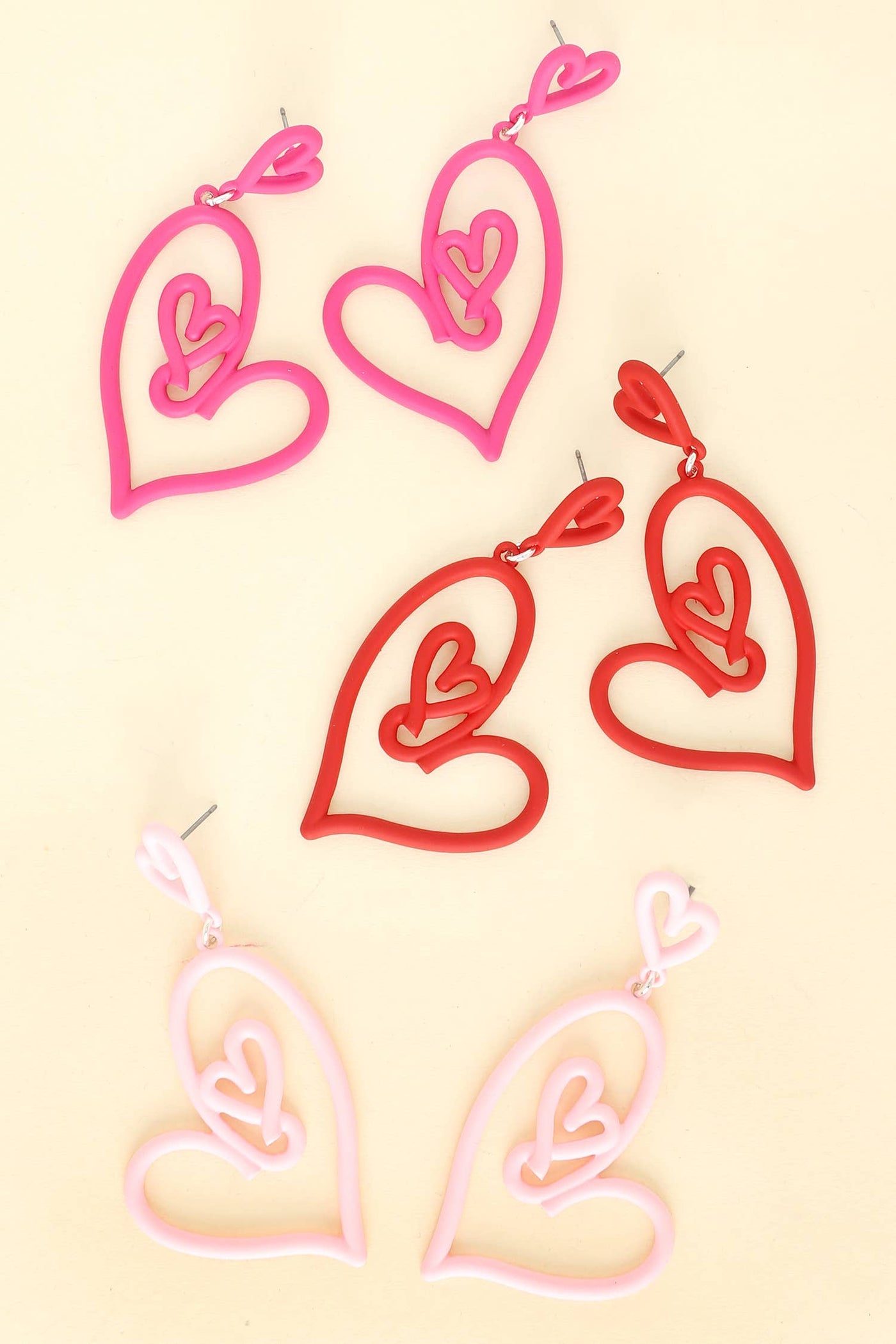 Heart Cut Out Matte Acrylic Earrings