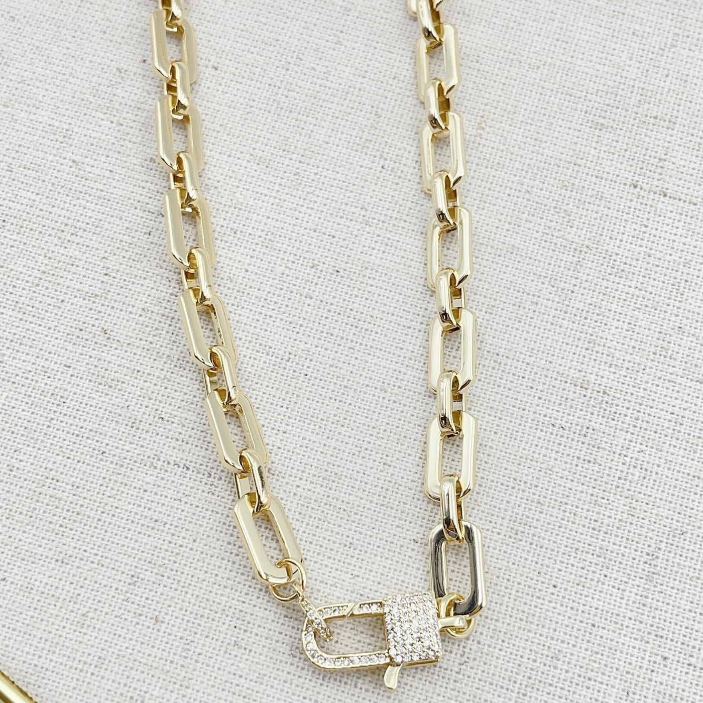 Pave Lock Chain - Gold