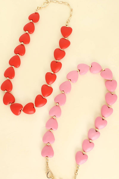 Valentine's Day Heart Shaped Beaded Necklace