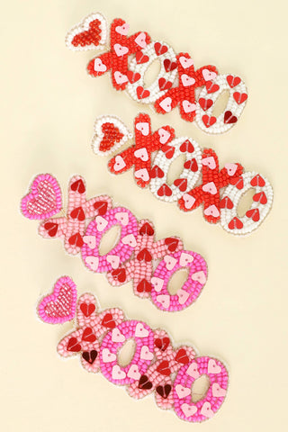 XOXO Beaded Embroidery Valentine Letter Earrings