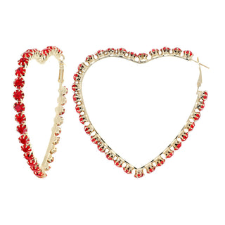 Crystal Rhinestone Heart Hoop Earrings